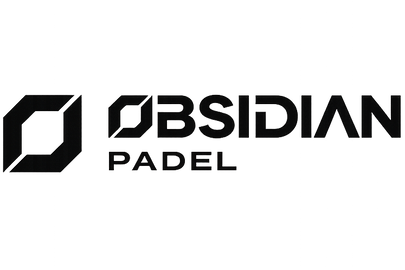 An angular black emblem beside the stacked words Obsidian and Padel.